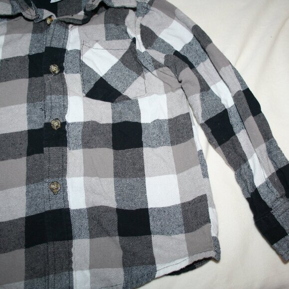 🍁BOYS 5T FLANNEL SHIRT LONG SLEEVE CHECKERED BUTTON-DOWN TOP LAYER WARM PLAID - Picture 6 of 11